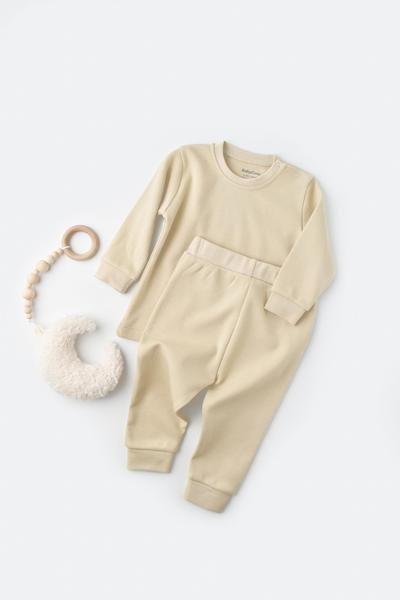 Set: Hose & T-shirt Langarm Unisex Beige 68 von BabyCosy Organic