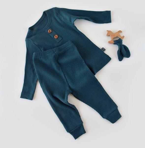 Set: Hose & T-shirt Langarm Unisex Blau 68 von BabyCosy Organic