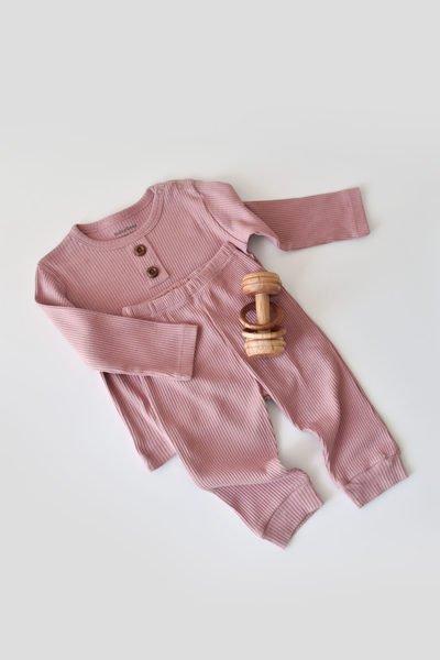 Set: Hose & T-shirt Langarm Unisex Pink 62 von BabyCosy Organic