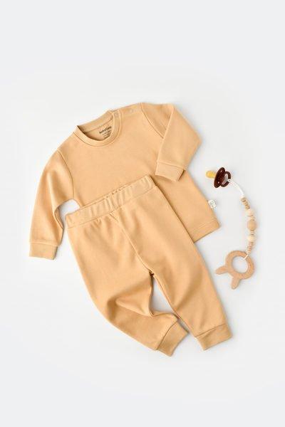 Set: Hose & T-shirt Langarm Unisex Senfgelb 62 von BabyCosy Organic