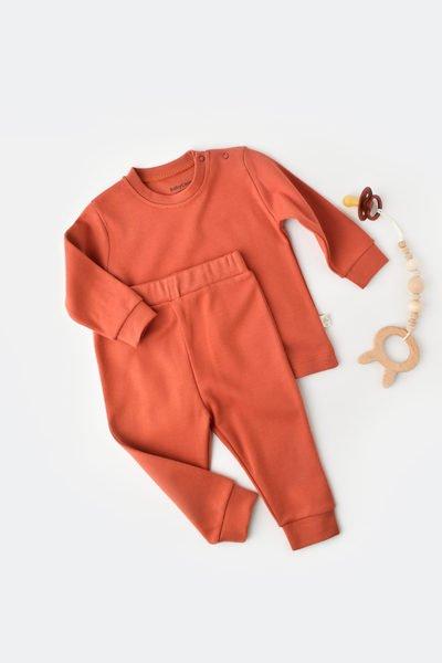 Set: Hose & T-shirt Langarm Unisex Zimt 62 von BabyCosy Organic