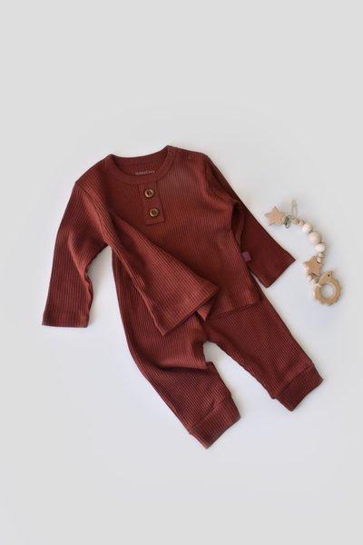 Set: Hose & T-shirt Langarm Unisex Zimt 62 von BabyCosy Organic