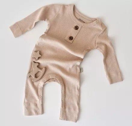 Strampler, Langarm Unisex Nude 62 von BabyCosy Organic