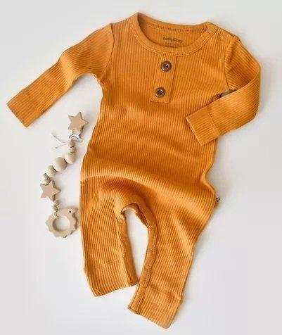 Strampler, Langarm Unisex Orange 80 von BabyCosy Organic