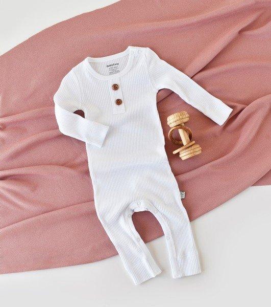 Strampler, Langarm Unisex Weiss 56 von BabyCosy Organic