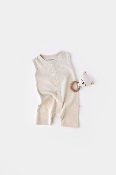 Strampler Kurze, Ärmellos Unisex Stone Washed 68 von BabyCosy Organic