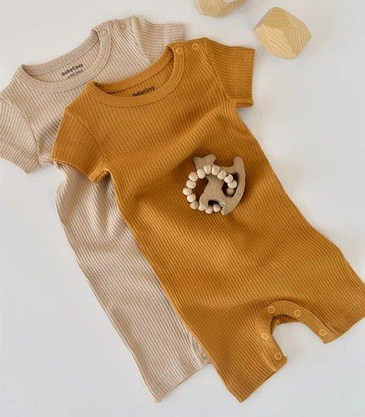 Strampler Kurze, Kurzarm, 2 Pack Unisex Gelb Bunt 62 von BabyCosy Organic