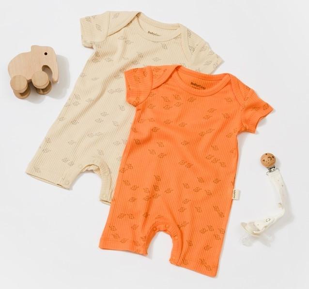 Strampler Kurze, Kurzarm Unisex Apricot 56 von BabyCosy Organic