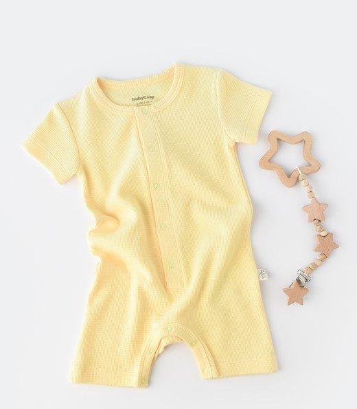 Strampler Kurze, Kurzarm Unisex Gelb Pastel 68 von BabyCosy Organic