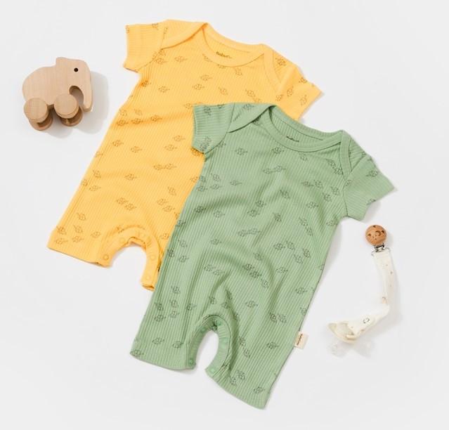 Strampler Kurze, Kurzarm Unisex Grün 56 von BabyCosy Organic