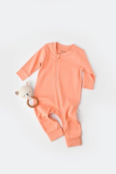 Strampler Mit Reißverschluss, Langarm Unisex Hellrosa 62 von BabyCosy Organic