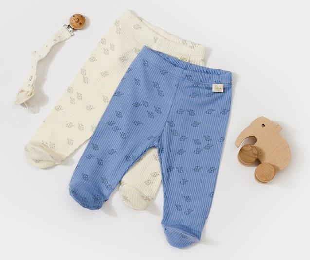 Strickhose Mit Fuß, 2 Pack Unisex Blau 56 von BabyCosy Organic