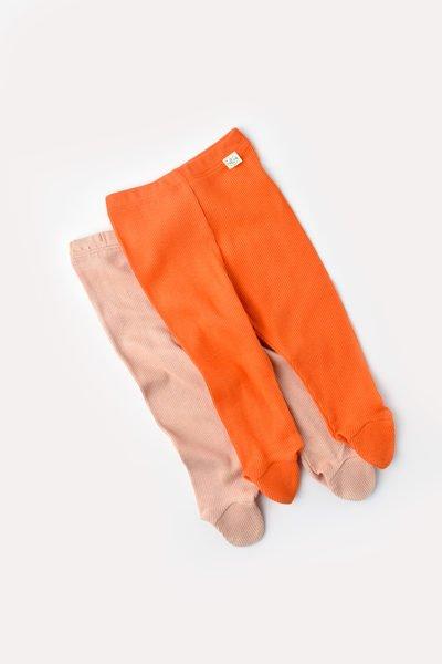 Strickhose Mit Fuß, 2 Pack Unisex Orange 56 von BabyCosy Organic