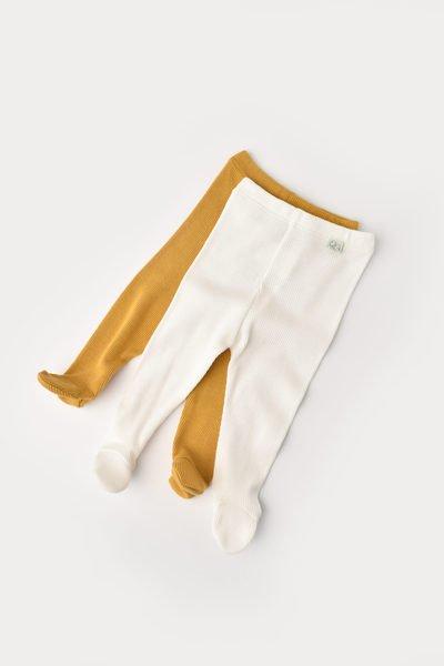 Strickhose Mit Fuß, 2 Pack Unisex Weiss 68 von BabyCosy Organic