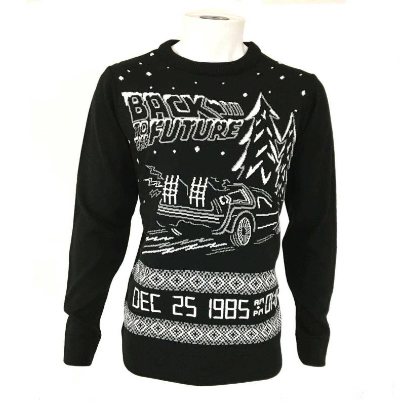 Weihnachtszeit Gestrickter Pullover Damen Schwarz S von Back To The Future