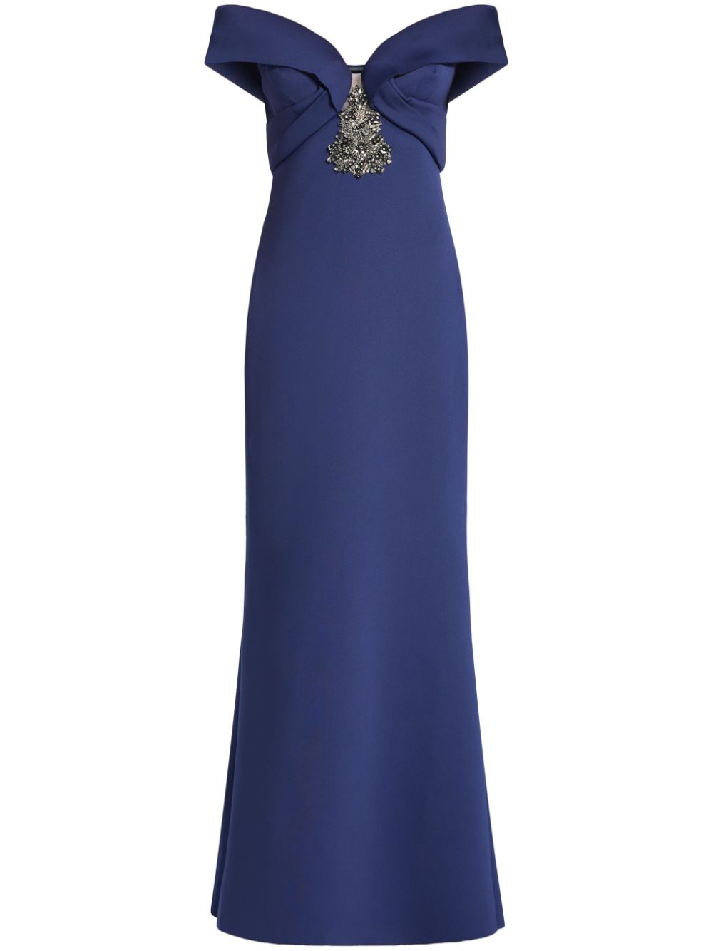 Badgley Mischka off-shoulder sweetheart-neck gown - Blue von Badgley Mischka