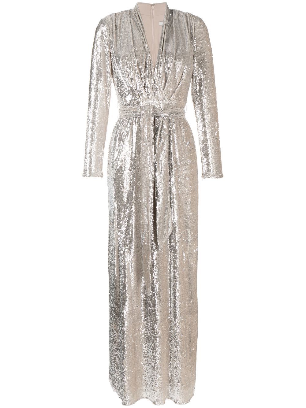 Badgley Mischka plunge sequin-column gown - Silver von Badgley Mischka