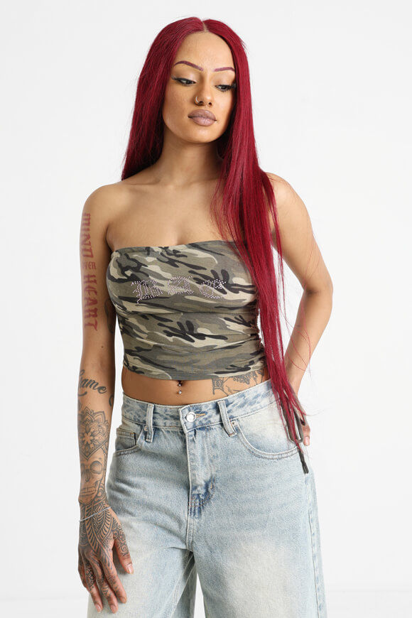 Bae Bandeau Crop Top | Camo | Damen  | L von Bae