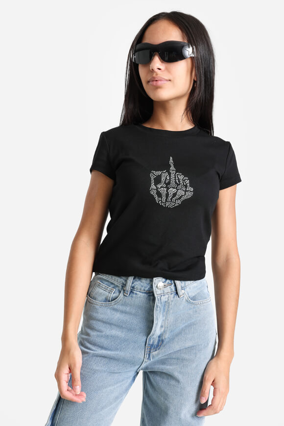 Bae Crop T-Shirt | Schwarz | Damen  | L von Bae