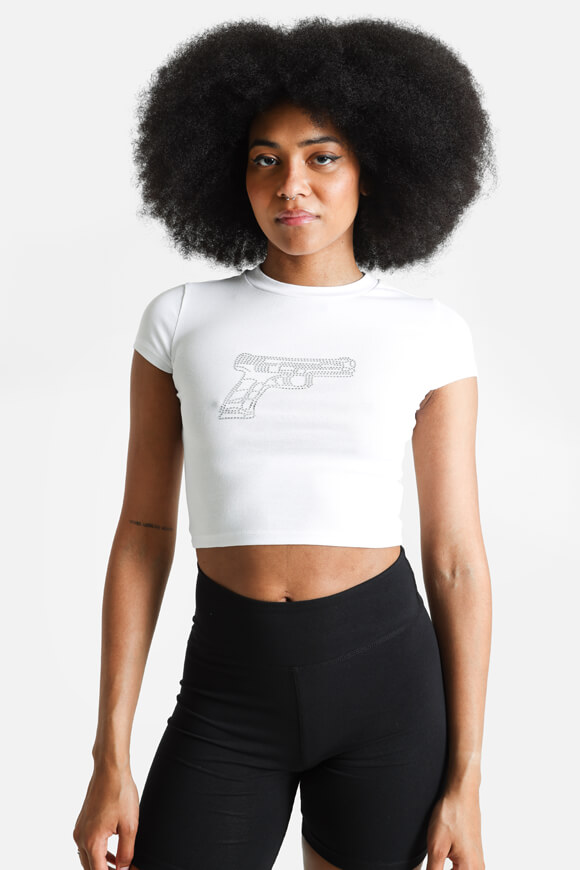 Bae Crop T-Shirt | Weiss + Silber | Damen  | M von Bae