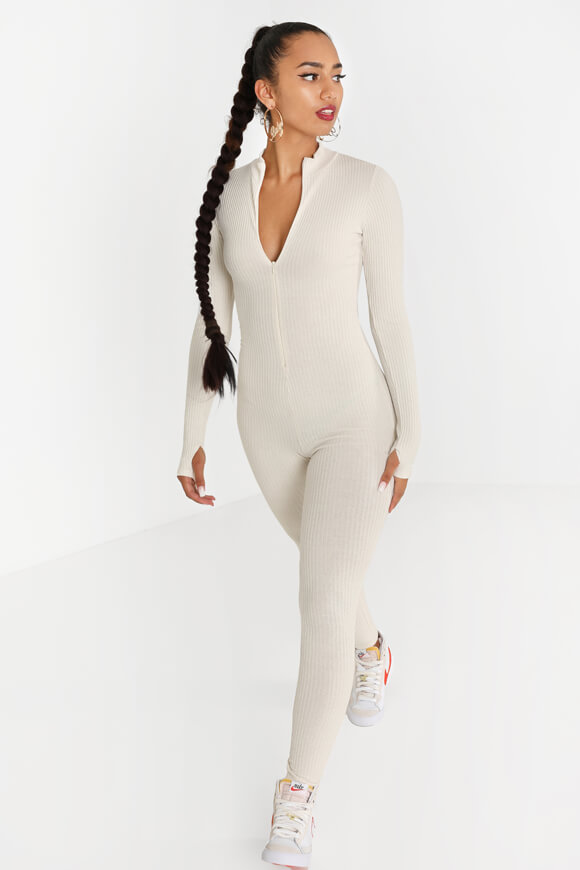 Bae Langer gerippter Overall | Creme | Damen  | XS von Bae