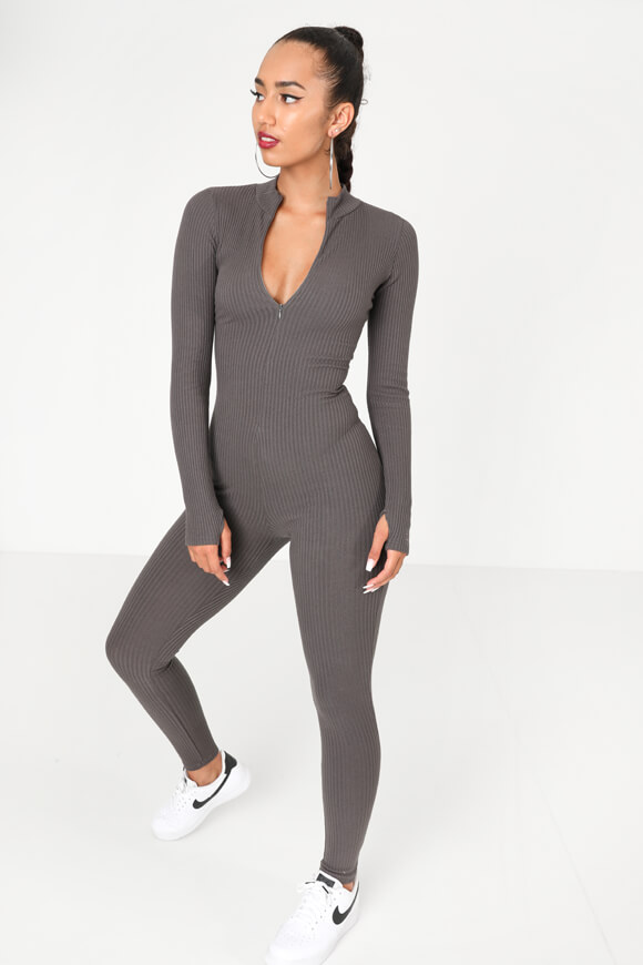 Bae Langer gerippter Overall | Dunkelgrau | Damen  | L von Bae