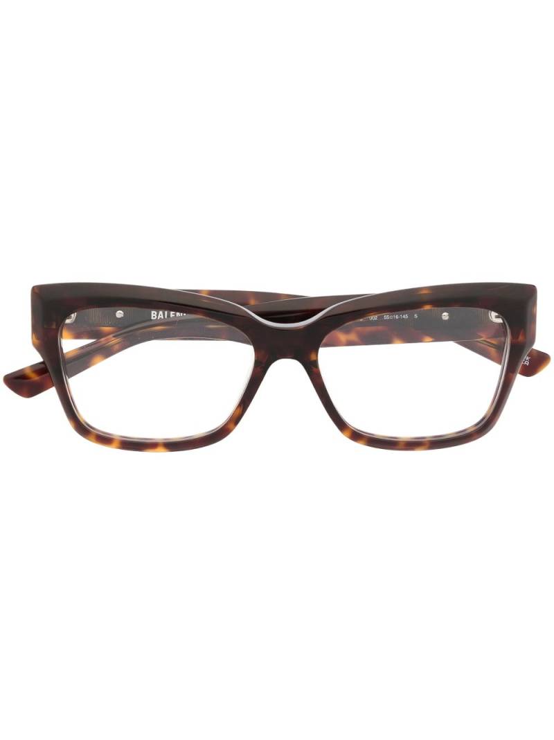 Balenciaga Eyewear logo-plaque tortoiseshell glasses - Brown von Balenciaga Eyewear