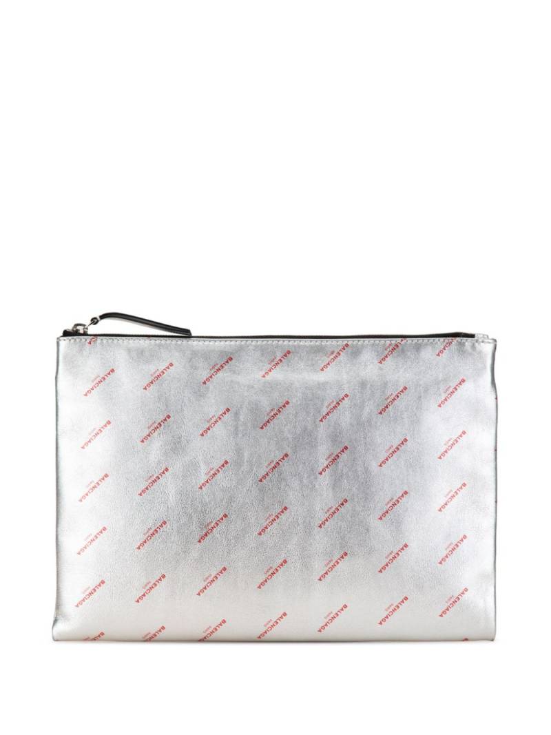 Balenciaga Pre-Owned 2010-2023 Allover Logo Leather clutch bag - Silver von Balenciaga Pre-Owned