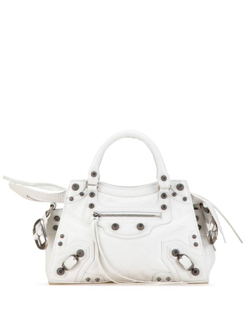 Balenciaga Pre-Owned 2010 Lambskin Motocross Neo Cagole XS satchel - White von Balenciaga Pre-Owned