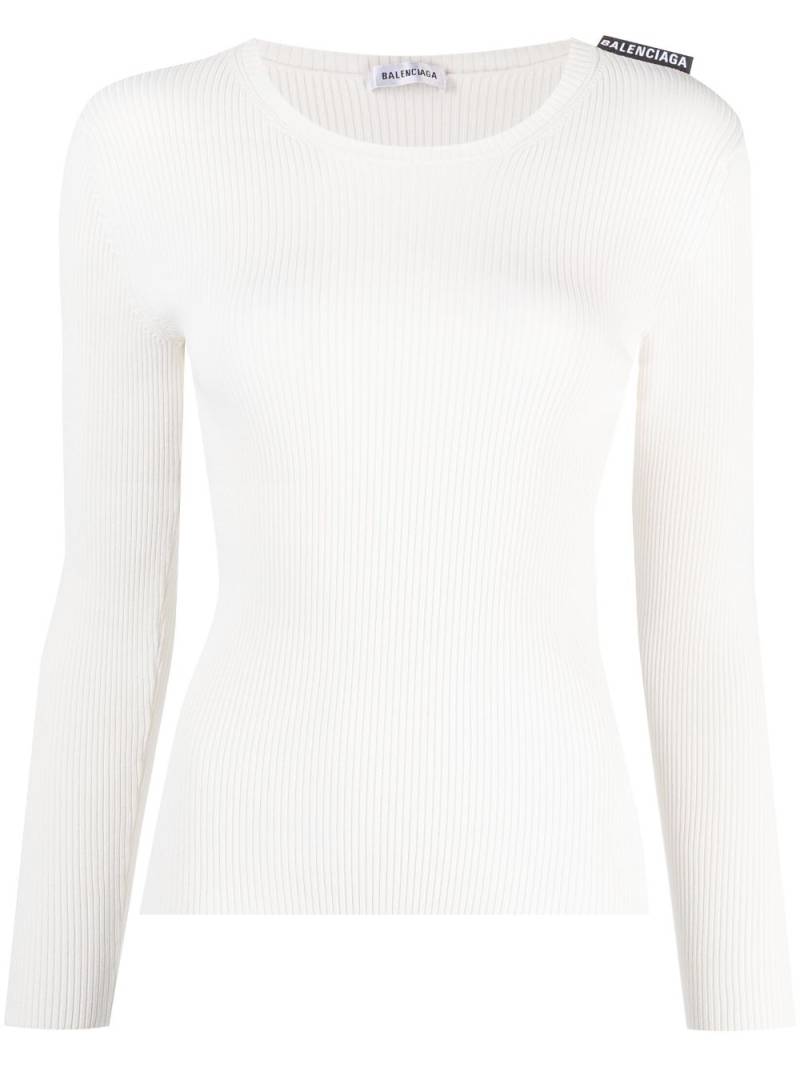 Balenciaga Pre-Owned ribbed knit long-sleeved top - White von Balenciaga Pre-Owned