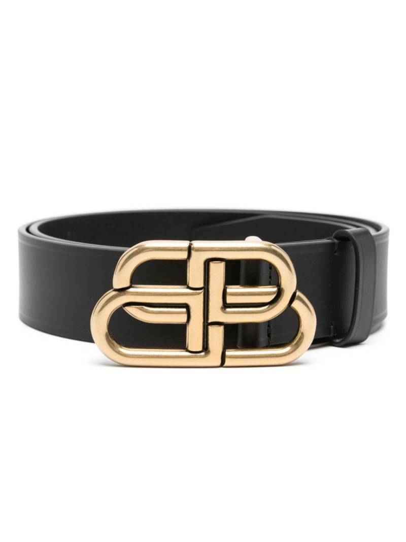 Balenciaga BB leather belt - Black von Balenciaga