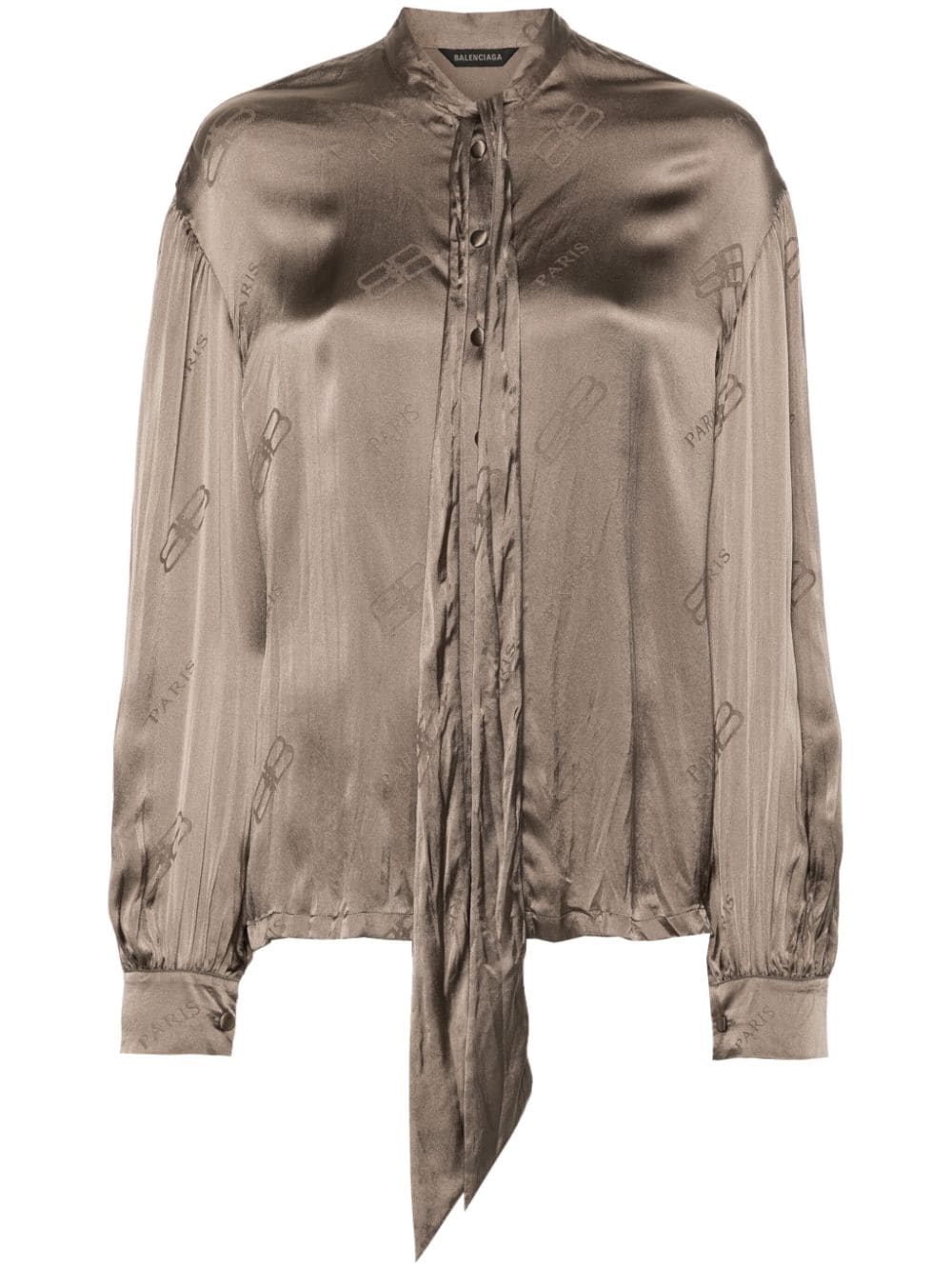 Balenciaga BB logo-print silk shirt - Neutrals von Balenciaga