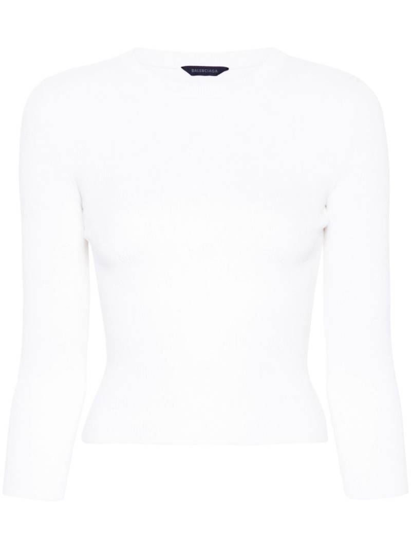 Balenciaga BB-pattern open-knit jumper - White von Balenciaga