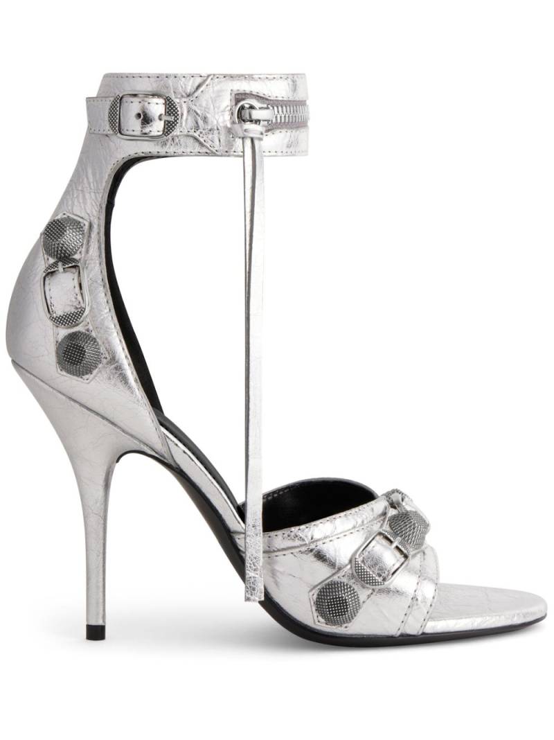 Balenciaga Cagole 110mm metallic-finish sandals - Silver von Balenciaga