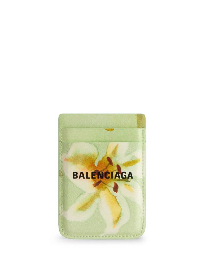 Balenciaga Cash floral-print leather cardholder - Green von Balenciaga