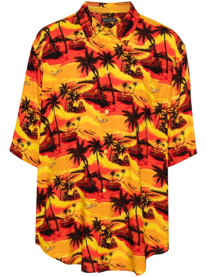 Balenciaga floral-print short-sleeve shirt - Orange von Balenciaga