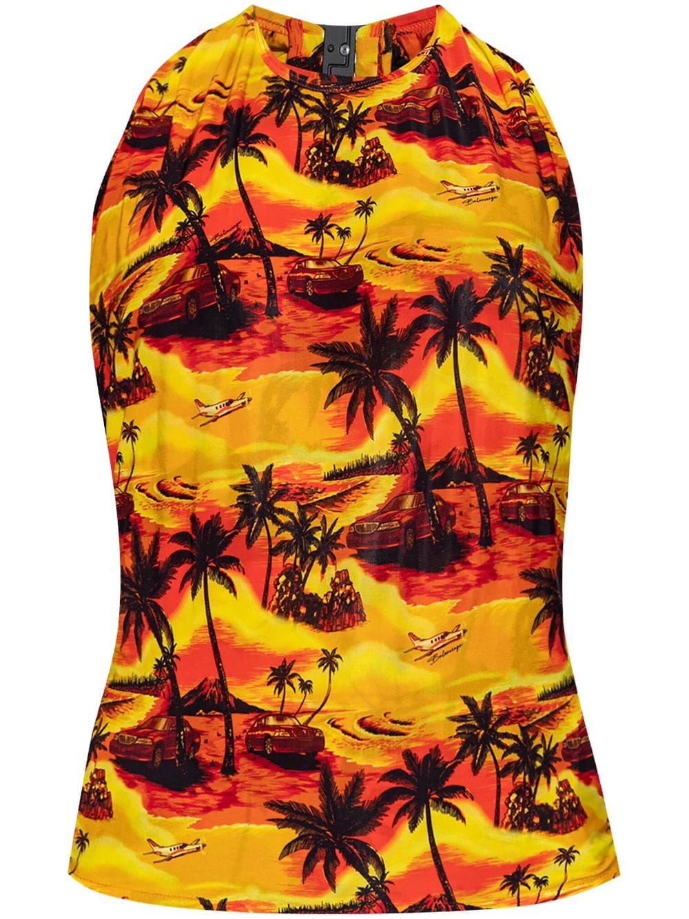 Balenciaga Hawaiian-print halterneck blouse - Yellow von Balenciaga
