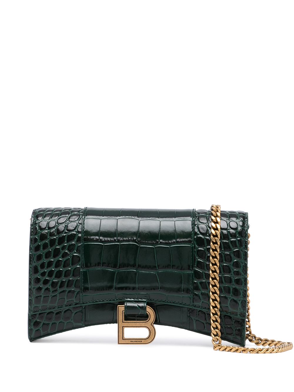 Balenciaga Hourglass crocodile-embossed wallet-on-chain - Green von Balenciaga