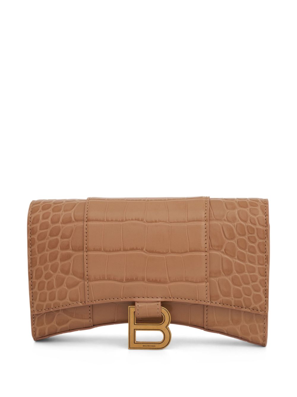 Balenciaga Hourglass crocodile-embossed wallet-on-chain - Neutrals von Balenciaga