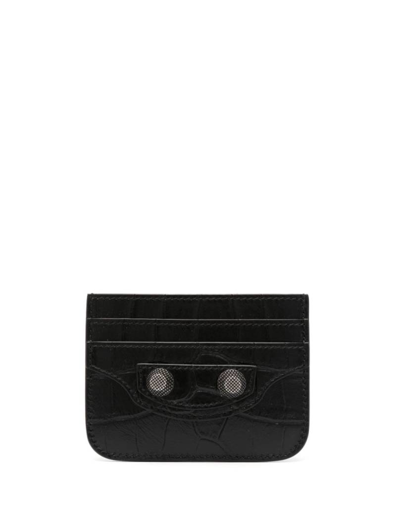 Balenciaga Le Cagolo embossed crocodile-effect cardholder - Black von Balenciaga