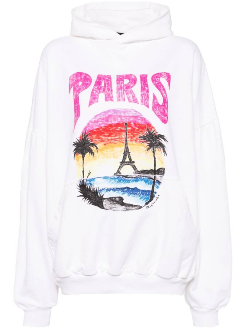 Balenciaga Paris Tropical cotton hoodie - White von Balenciaga