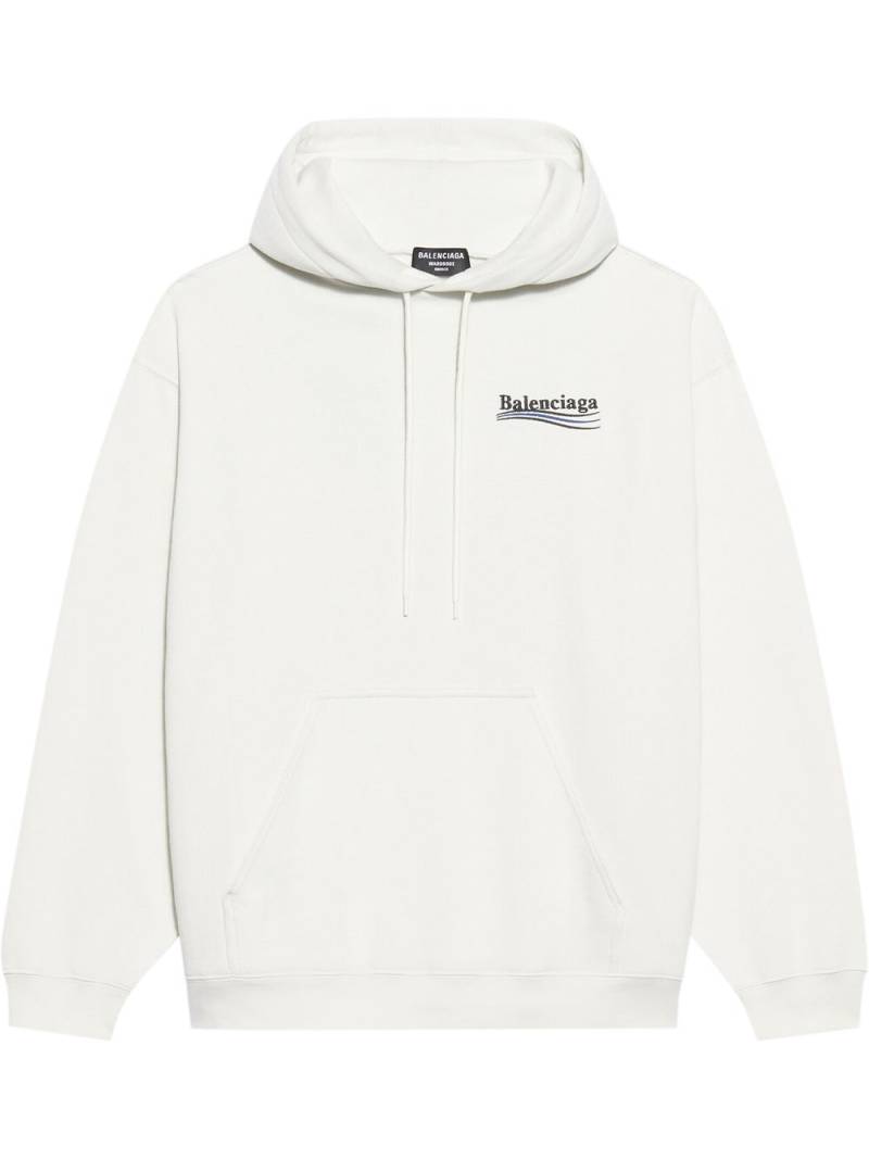 Balenciaga Political Campaign embroidered logo hoodie - White von Balenciaga