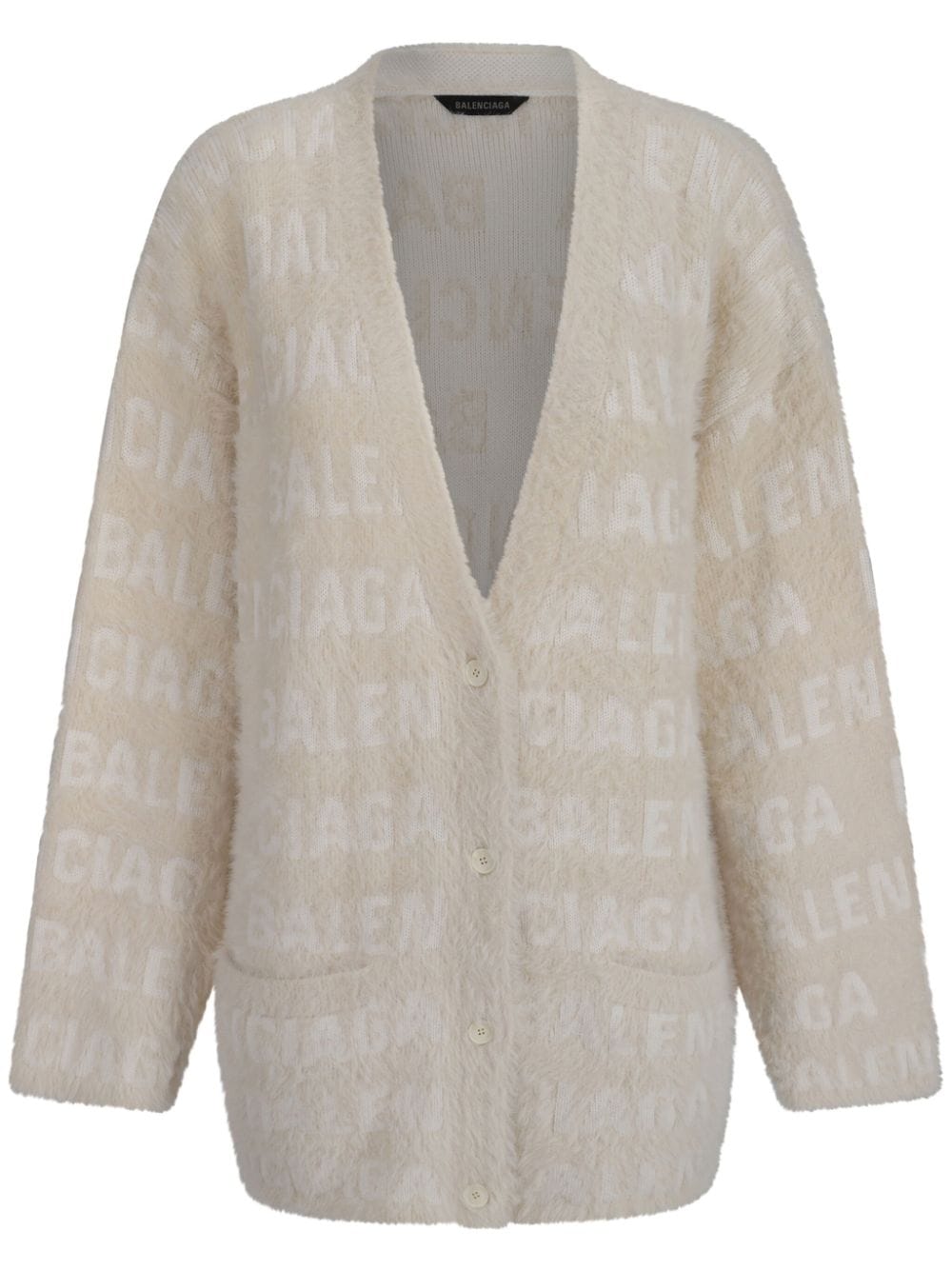 Balenciaga all-over logo cardigan - Neutrals von Balenciaga