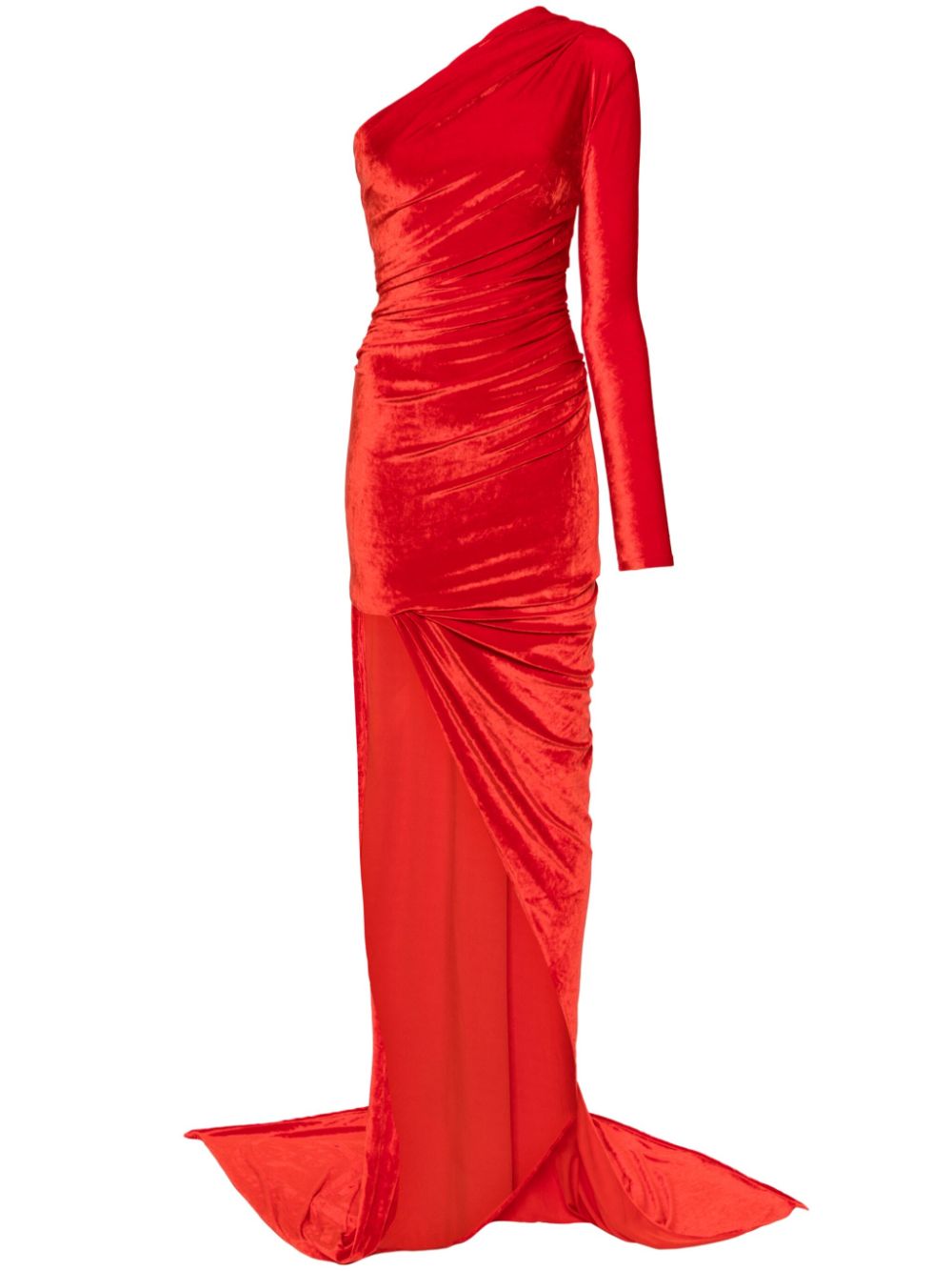 Balenciaga asymmetric-design velvet dress - Red von Balenciaga