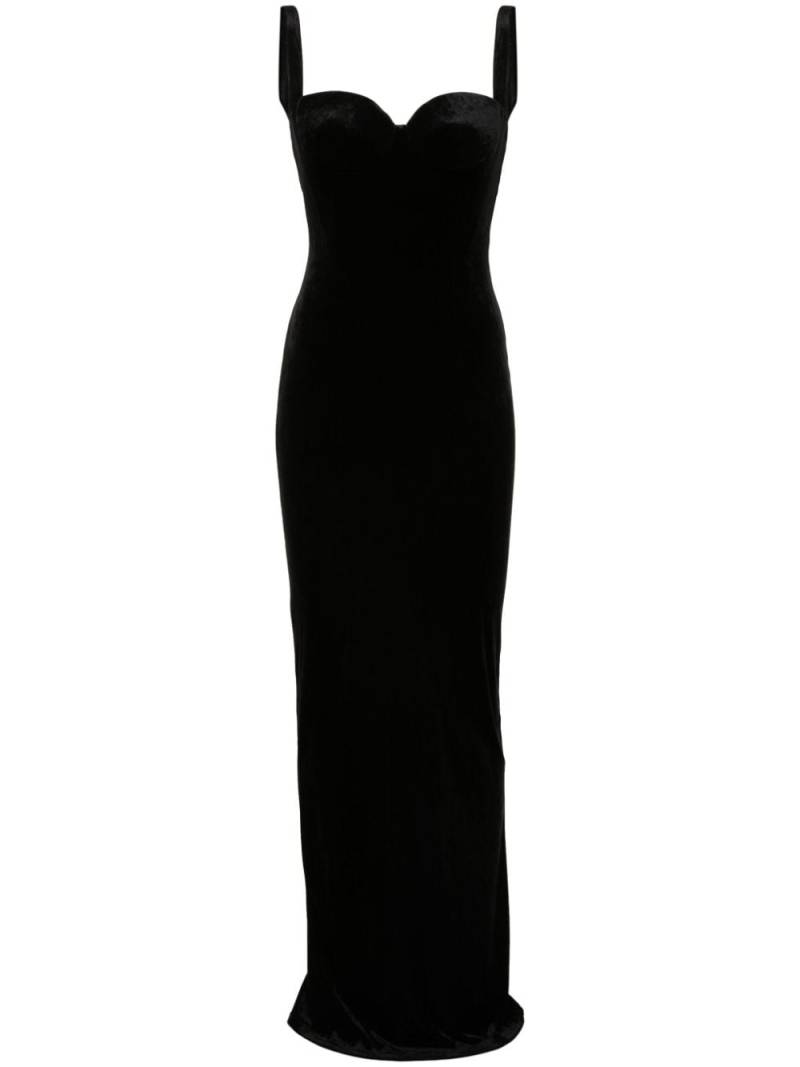 Balenciaga bustier-neckline velvet gown - Black von Balenciaga