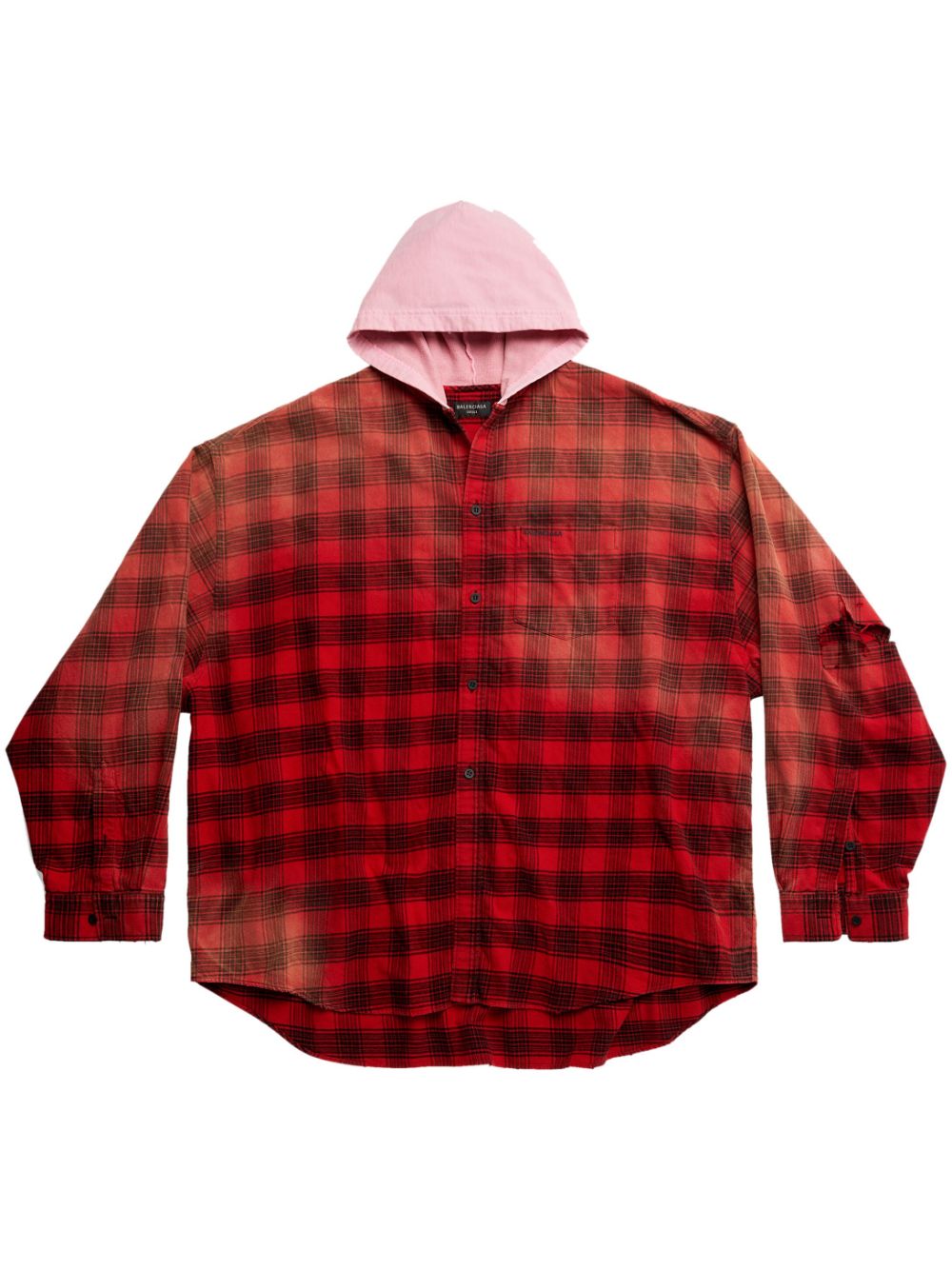 Balenciaga check-pattern hooded shirt - Red von Balenciaga