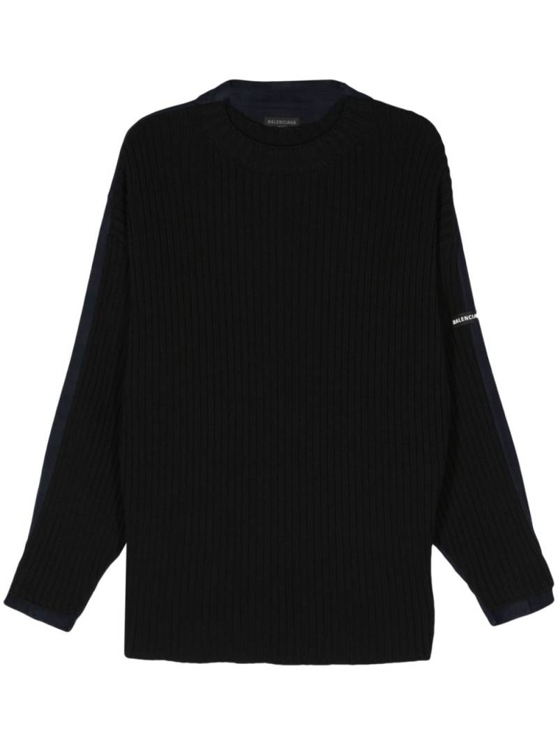 Balenciaga colour-block chunky-knit sweatshirt - Black von Balenciaga