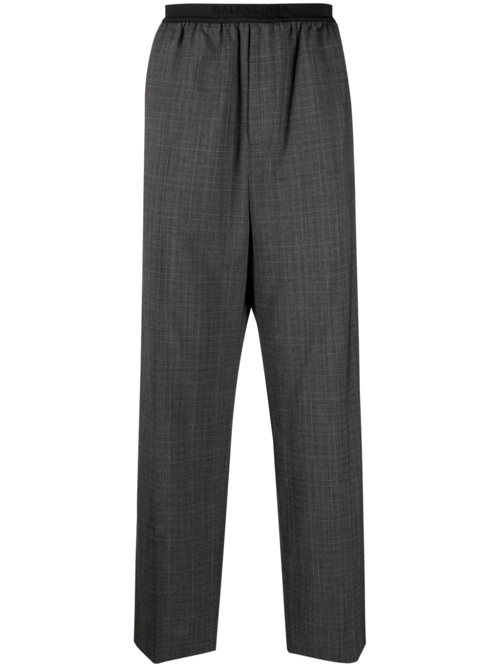 Balenciaga elasticated logo-waistband checked trousers - Grey von Balenciaga