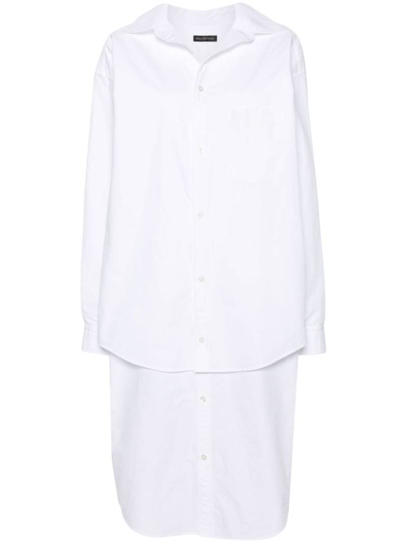 Balenciaga embroidered-logo layered shirt dress - White von Balenciaga