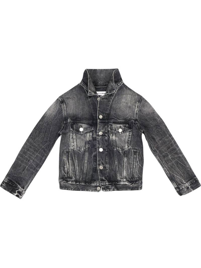 Balenciaga Shrunk Crinkled denim jacket - Black von Balenciaga